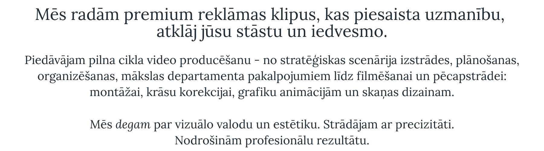 Par Riga Riot Films - profesionāla video producēšanas studija Rīgā, Latvijā.